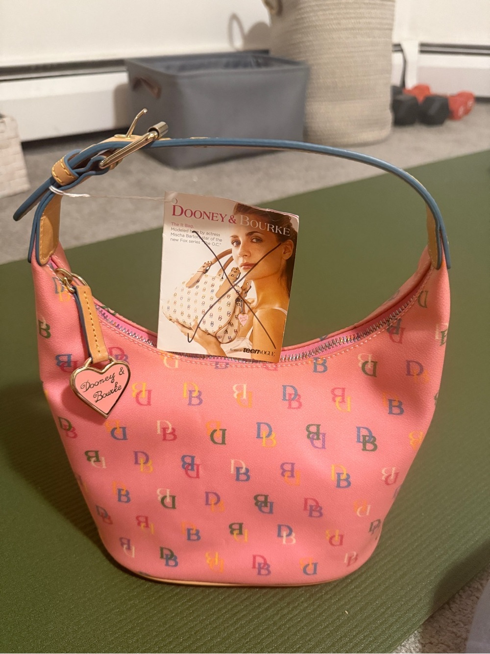 Dooney & Bourke Vintage Y2K It Collection Pink Monogram Bucket Bag Shoulder NWT - Picture 6 of 10
